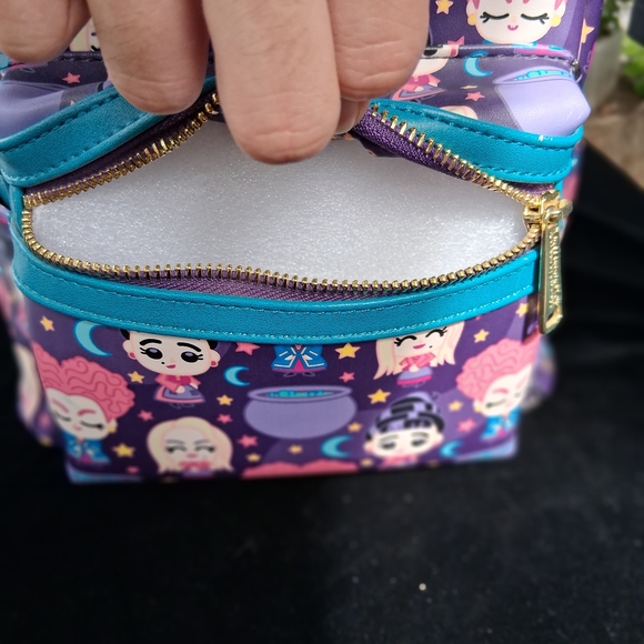 Loungefly Purple & Teal Character Print Backpack with Gold Hardware - Picture 3 of 7